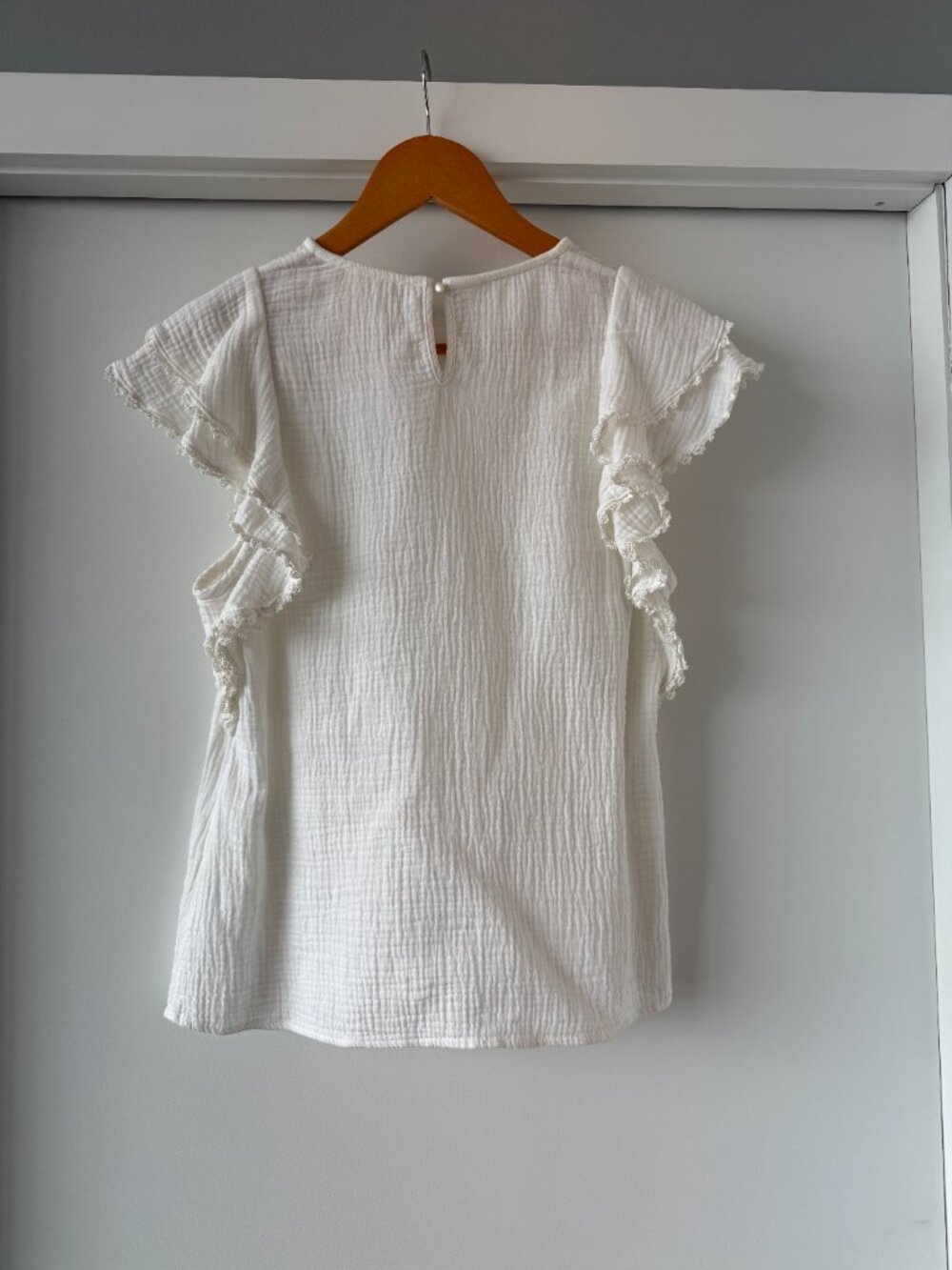Sézane Ester Ecru Cotton Ruffle Sleeve Blouse Size 38 - Picture 6 of 12